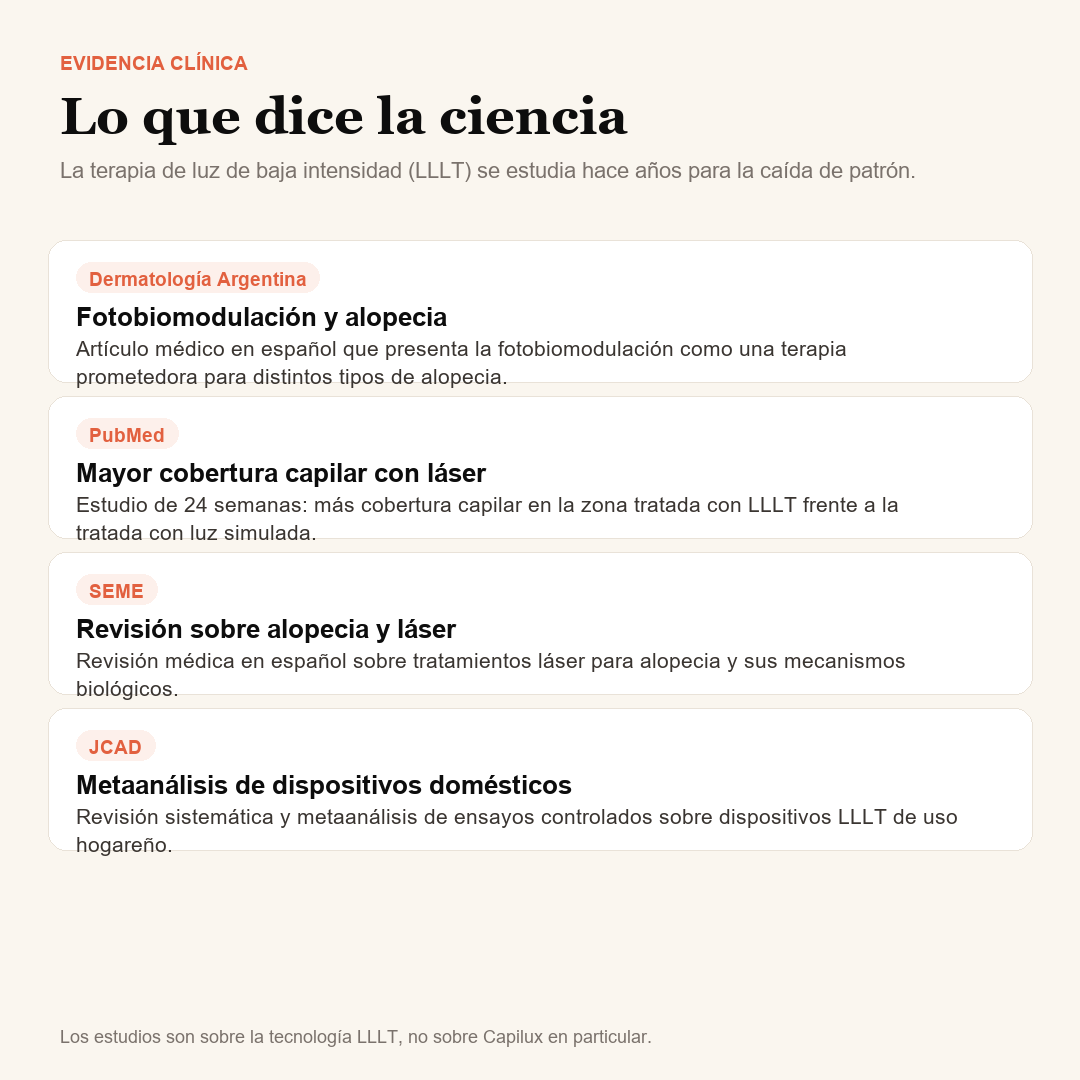 Evidencia clinica sobre terapia de luz de baja intensidad para la caida del pelo