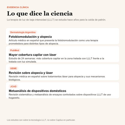 Evidencia clinica sobre terapia de luz de baja intensidad para la caida del pelo
