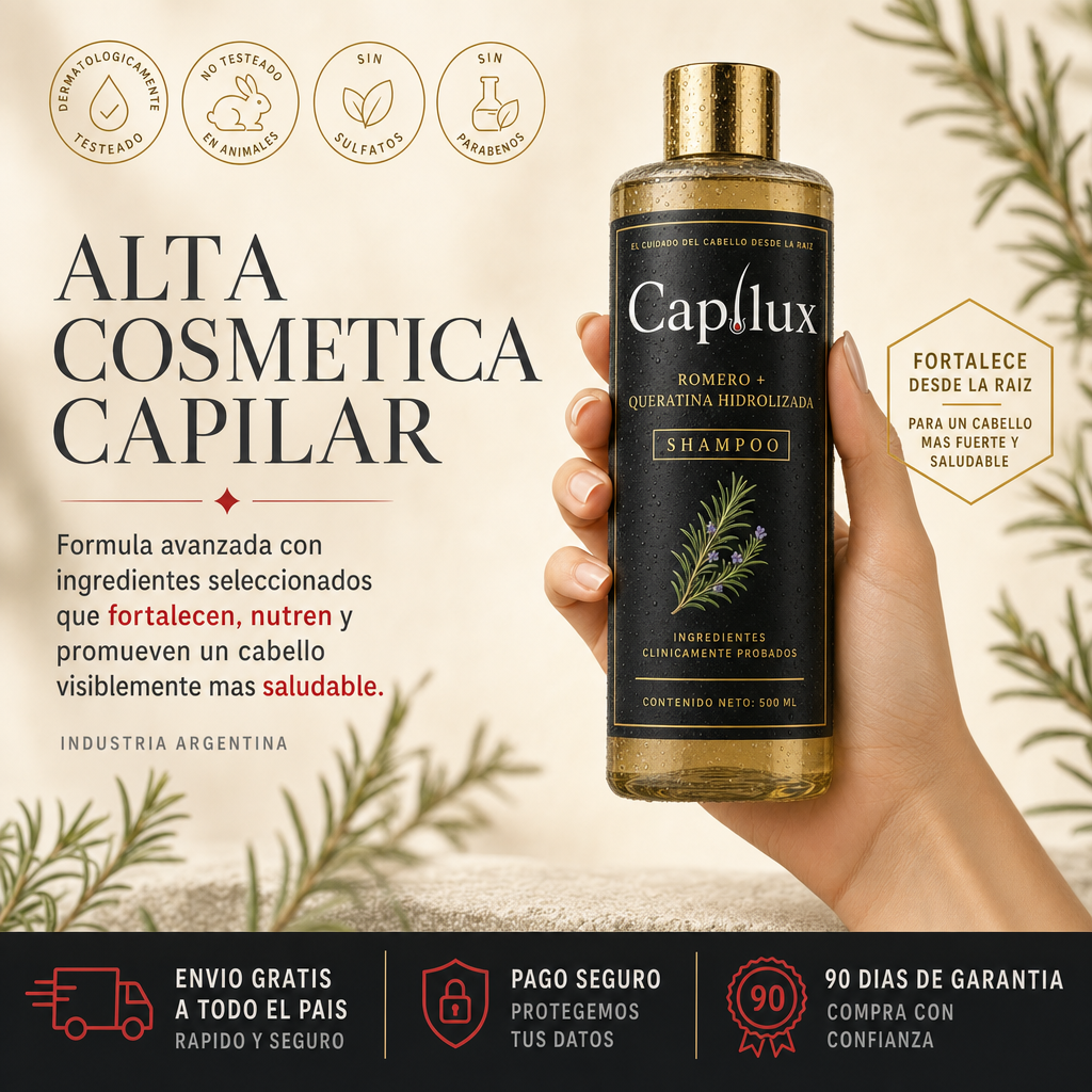 Capilux Shampoo Romero + Queratina Hidrolizada 500 ml - alta cosmética capilar