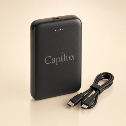 Batería portátil Capilux GO de 10.000 mAh con cable USB-C corto incluido
