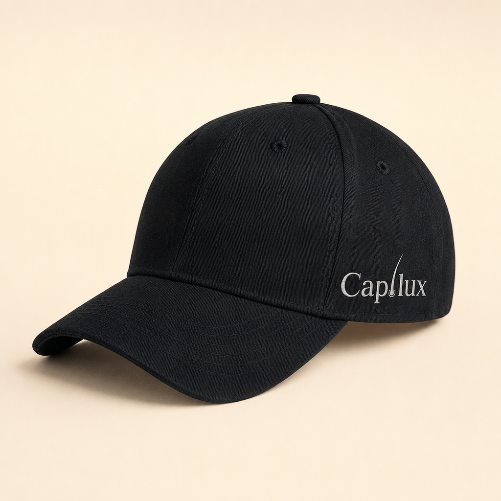 Gorra Capilux Revive negra de luz roja, vista de producto