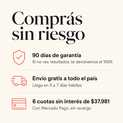 Garantia de 90 dias, envio gratis y 6 cuotas sin interes